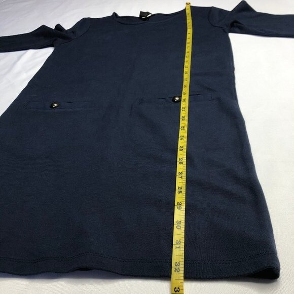 MANGO Casual Fitted Mini Shift Dress Dark Navy Blue XS Extra Small Pockets Thick - Picture 7 of 8